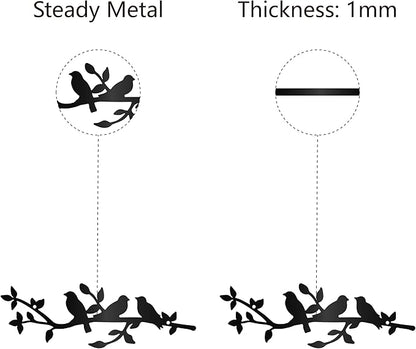 CREATCABIN Bird Metal Wall Art Birds on Branch Vine Olive Wall Hanging Sculpture Home Decor Sign Ornaments for Home Garden Living Room Indoor Bedroom Outdoor Decor 11.8x3.9Inch