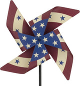 Regal Art & Gift Americana Pinwheel Spinner Stake, Patriotic Metal Wind Sculpture, Weather-Resistant Decorative Kinetic Yard Art for Outdoor Garden and Lawn – Flag