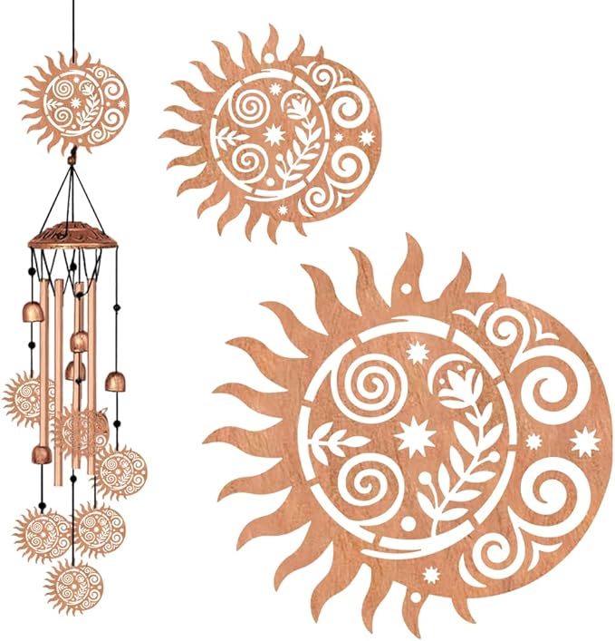 Wind Chimes for Outside, Sun Moon Aluminum Tube Windchime Melodious Melodic for Porch Patio Garden Decor, Unique Metal Memorial Wind Chimes Housewarming Gifts for Friends and Family