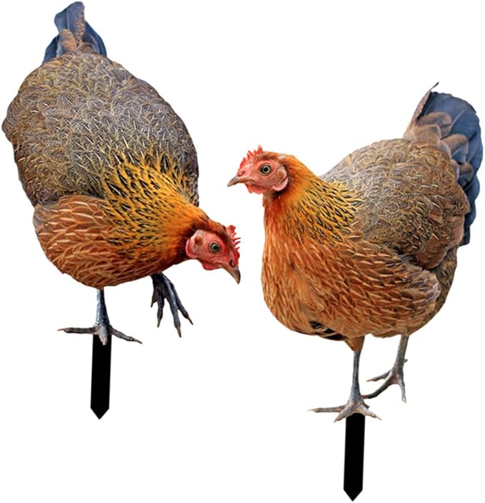 Chicken Yard Art 2-Pack Acrylic Garden Stakes Hen Decoration Card Inserts for Outdoor Patio Lawn and Garden Decor