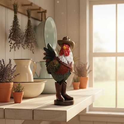 LIFFY Rooster Decor for Outside,13" Resin Rooster Statue Indoor Home Decor Ornaments,Garden Chicken Yard Decorations Outdoor for Balcony, Patio, Lawn,Farm Animal Figurines Gift for Rooster Lover