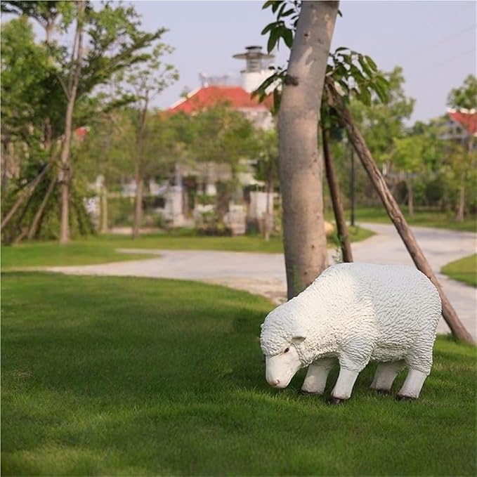 Sheep Garden Statue, Simulation Sheep Sculpture, Outdoor Resin Lamb Standing Ornament, Farm Animal Statue for Farm, Yard, Lawn(25.6x8.7x16.5in)