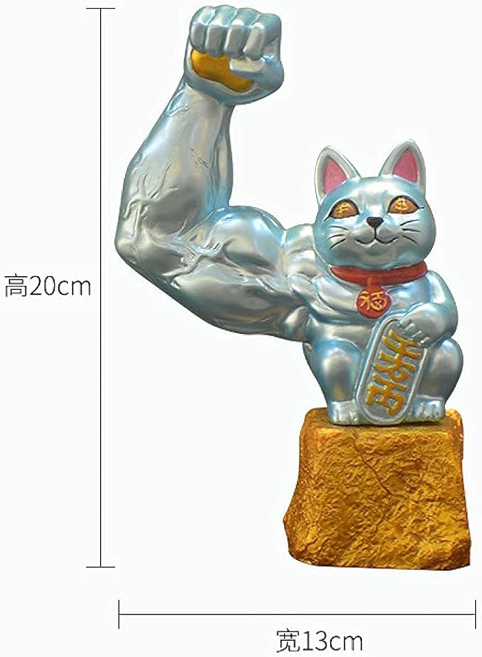 Garden Ornaments Decor Statue Outdoor,Abstract Unique Statue Sculpture Creative Outdoor Garden Courtyard Statue Decoration Ornament,Lucky Cat Small Decoration Muscle Arm Cat Resin Crafts