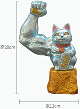Garden Ornaments Decor Statue Outdoor,Abstract Unique Statue Sculpture Creative Outdoor Garden Courtyard Statue Decoration Ornament,Lucky Cat Small Decoration Muscle Arm Cat Resin Crafts
