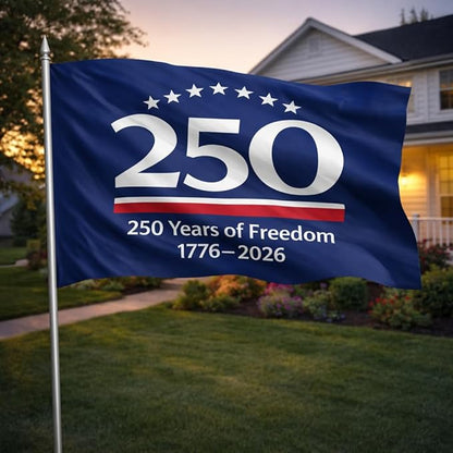 US 250 Flag – 250th Anniversary USA Double Sided 3-Ply Outdoor Flag, We The People 1776-2026 Patriotic Yard & House Banner for 4th of July (8, 2X3)