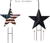 Metal Star Yard Signs 4th of July Decorations Outdoor, Patriotic US Flag Star Barn Decorative Garden Stakes for Fourth of July Garden Lawn Porch Independence Day Decor