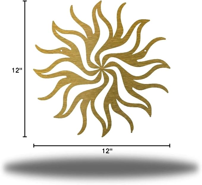 Riverside Designs Tribal Sun Metal Wall Art Steel Decor (Gold, 12" L x 12" W)