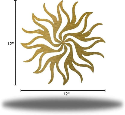 Riverside Designs Tribal Sun Metal Wall Art Steel Decor (Gold, 12" L x 12" W)