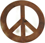 Peace and Heart Staked Signs or Wall Art Rustic or Powder Coated Finishes (XL Peace Hanger 24" (no holes), Naturally Rusted)