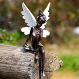Garden Resin Figure, Angel Statue, Garden Sculptures, Flower Statue, Garden Statue, Outdoor Decoration Exquisite Statuary for Backyard, Balcony, Lawn, 7.1 x 3.1 x 5.9 in, Color Black