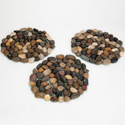 Bits and Pieces - Stepping Stones Outdoor Walkway - 12" River Rock Landscaping Decorative Stepping Stones - Set of Three (3) - Backyard Decor Garden Pavers for Outside Walkway