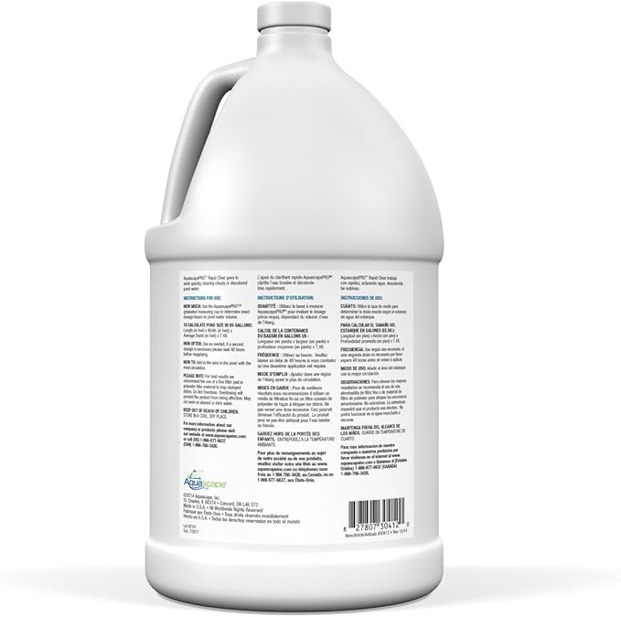 Aquascape 30412 AquascapePRO Rapid Clear Liquid Treatment for Pond Water Feature Waterfall Stream, 1 Gallon