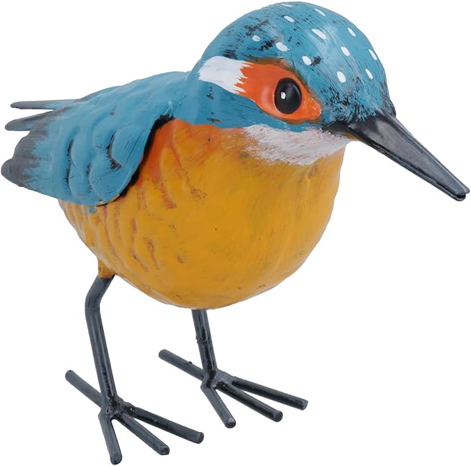 AB Tools Hand Painted Metal Kingfisher Garden Ornament Sculpture Gift 8.5x12x20cm