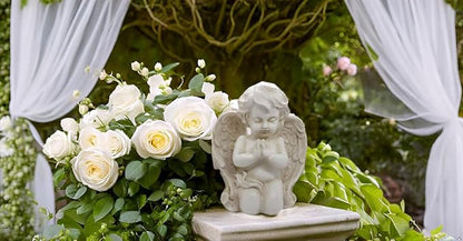 Vintage Kneeling Praying Cherub Statue Indoor Outdoor Home Garden Decoration Wings Angel Statue Memorial Sculpture