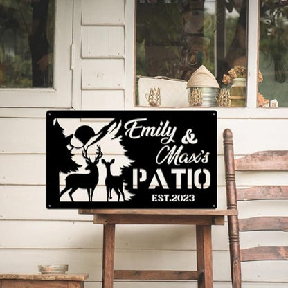MeMate Personalized Metal Sign for Backyard, Custom Name Sign for Outside, Large Metal Housewarming Gift