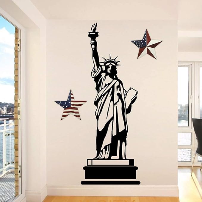 Metal American Flag Barn 3D Star Wall Decor Americana Stars Stripes Patriotic Decorations (22"X22")