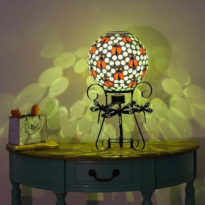 Stargarden Solar Gazing Ball, 10”Glass Gazing Globe, Mosaic Gazing Balls with Metal Ball Stand for Patio, Lawn, Garden Decor(Ladybug)