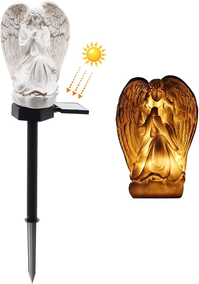 WAYDA Solar Light Outdoor Angle for Cemetery, LED Waterproof Angel Lamp, Solar Angel Lights for Garden, Balcony, Yard, Memorial Gifts