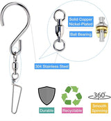 HS’s Creation 6 Pack S Hook Locking Clip Swivel for Indoor Outdoor Organization Spinning Hanger Clothline Rack Wind Chimes Spinner Prism Windsocks Hanging Plant