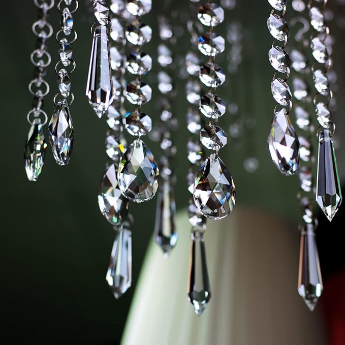 Teardrop Crystals Garland 12 Strands, 38mm/55mm Hanging Chandelier Crystals Beads Chain for Decoration Clear GOLDENHAITAI