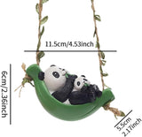 Swing Animal Garden Statue, Hanging Sculpture,Creative, Cartoon Cute Figurine Resin Ornament for Outdoor Courtyard Tree, Panda Statue