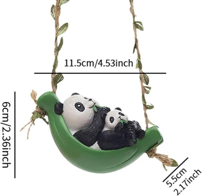 Swing Animal Garden Statue, Hanging Sculpture,Creative, Cartoon Cute Figurine Resin Ornament for Outdoor Courtyard Tree, Panda Statue