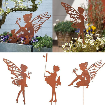 Cute Fairy Silhouette Decorative Metal Garden Yard Stakes Arts Decor Outdoor Garden Patio Ornaments, Average code