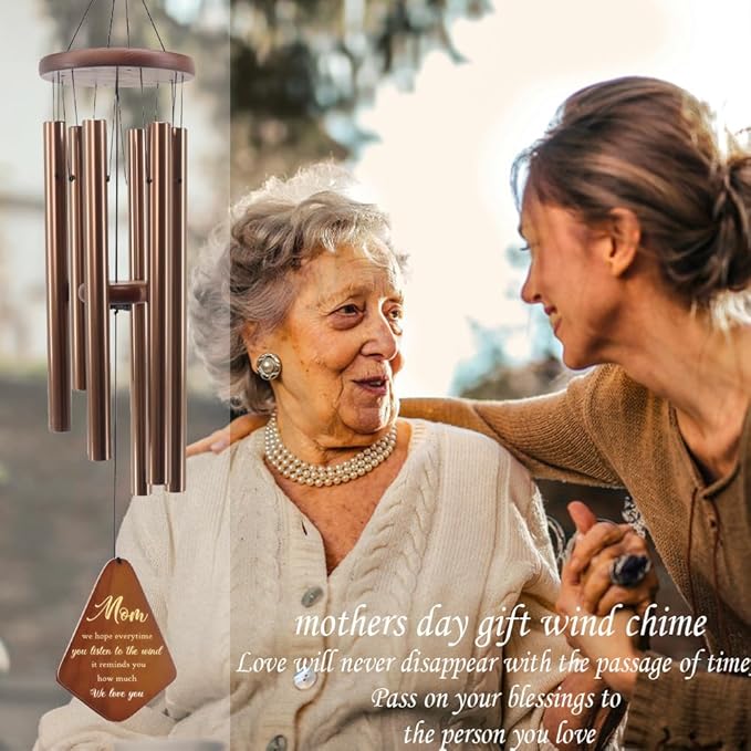 Mom Wind Chimes 32", Birthday Gifts for Mom from Daughter Son, Love Reminder Gifts for Mothers Day Thanksgiving Christmas，Wind Chimes for Mother