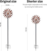 Wind Spinners Outdoor Metal, 360° Kinetic Wind Spinner with Stake, Metal Garden Yard Patio Lawn Windmill Decor (12.6" Dia, 56.7" H, Copper Petal)