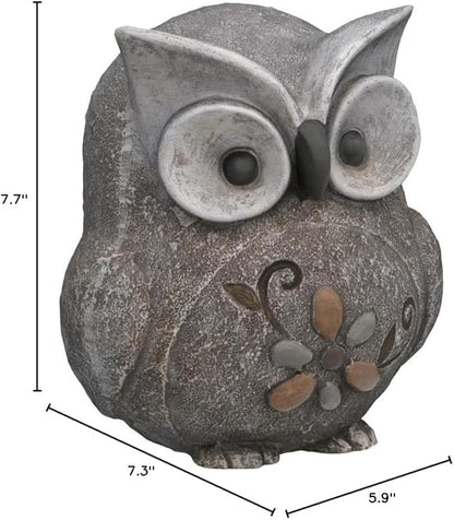 Roman 7.75" H Pebble Owl Statue Pudgy Pals, Garden Decor, Garden Gift