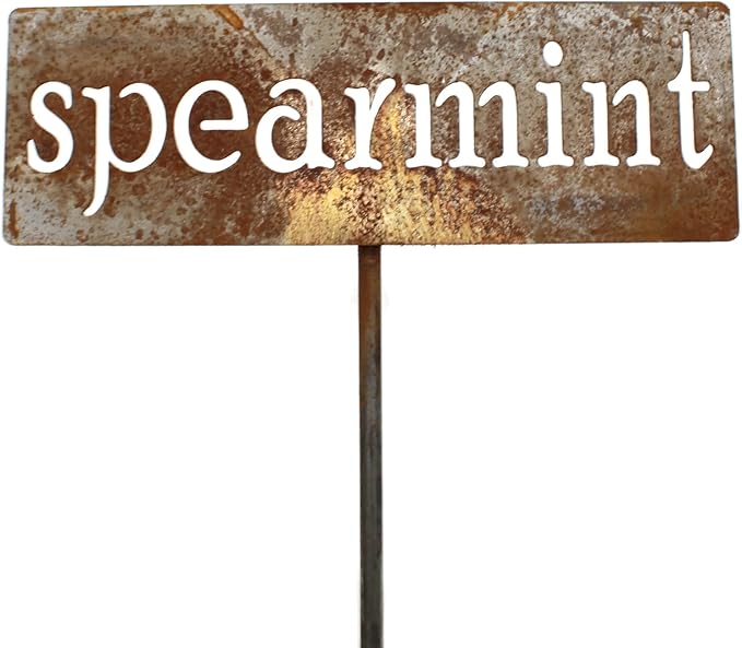 Classic Metal Garden Markers 19 Inches Tall (spearmint, Naturally Rusted)