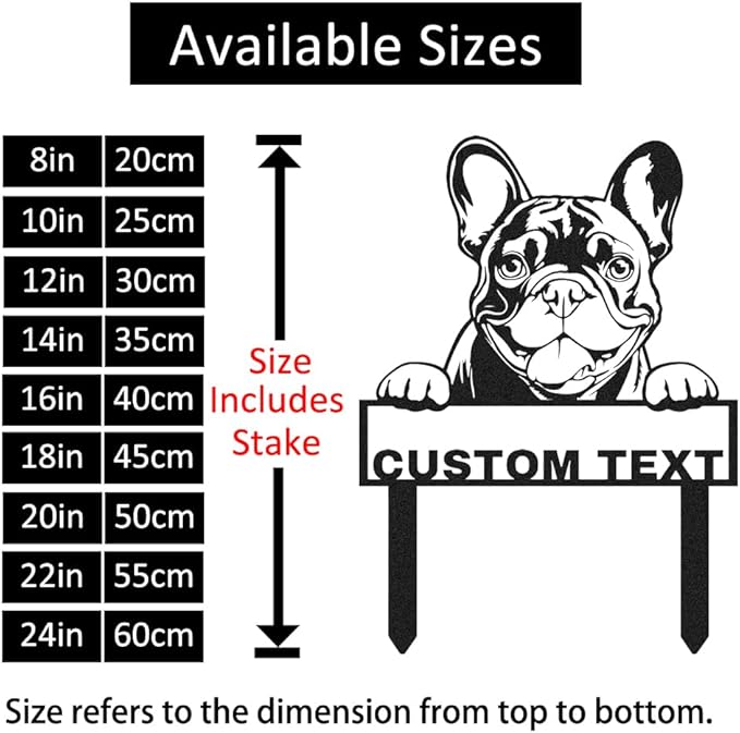 Personalized French Bulldog Garden Sign with Stakes, Custom Dog House Decor Metal Yard Stake Welcome Sign for Outdoor Patio Lawn Art Farmhouse Decorative Garden Plaque Housewarming Gift