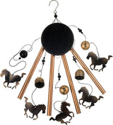 Outdoor Bronze Horse Wind Chimes Decoration, Gifts for Mom, Home, Garden, Balconies, Rooms, Patio, Indoor, Horse Chimes, 4 Aluminum Tubes 5 Horses Wind Chime, Horse Wind Catcher, Horse Wind Bell Gift
