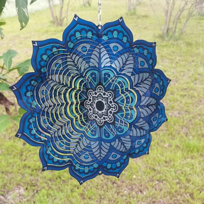Hanging Wind Spinners Outdoor- Wind Spinner Outdoor Clearance,Mandala Flower Hanging Wind Spinner，Garden Decor,Spinners for Yard and Garden, (10 inch)