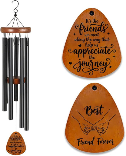 Friendship Wind Chime Gifts, Outdoor Decorative Wooden Wind Chimes Hanging Windchimes for Garden Unique Birthday Presents for Women, Men, Besties, BFF