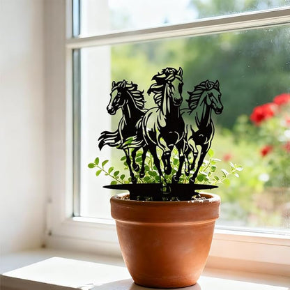 WADORN Herd of Horses Metal Decorative Garden Stakes, Black Horses Outdoor Statues Silhouette Funny Horse Lover Gifts Stakes Ornaments for All Season Home Yard Art Garden Patio Backyard Lawn Decors