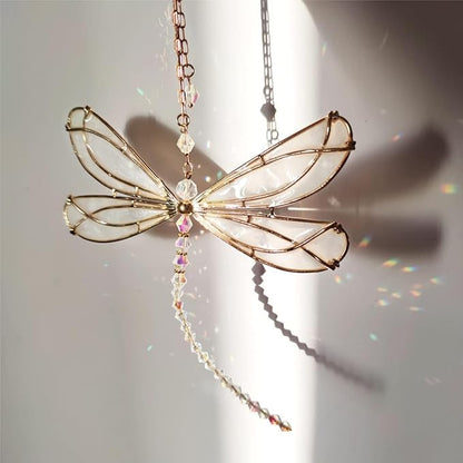 Dragonfly Crystal, Hanging Dragonfly Rainbow Maker Pendant for Windows Garden Wedding Car Decor