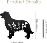 Dog Garden Stake - Unique Gift for Dog Lovers, Black Metal Outdoor Decor, Durable Yard Art Statue (Golden Retriever)