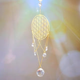 Flower of Life Crystal Suncatcher, Sacred Geometry Wall Decor, Home Office Garden Decorative Hanging Ornament