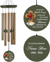 Personalized Wind Chimes, 36inch Custom Sympathy Words for Loss of Loved Dad/Mom, Cardinal Memorial Gifts Keepsake, Decorative Wind Chime Outdoor Decor (Produced in USA)