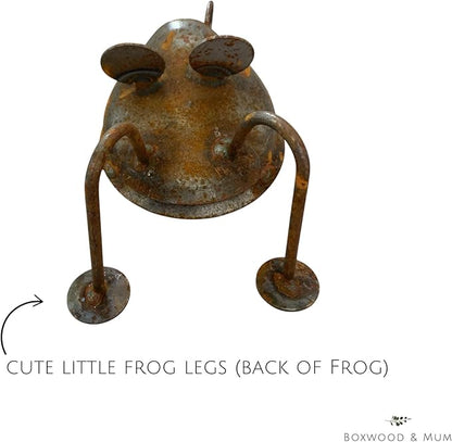 Rusty Garden Frog, Rustic Outdoor Decor, Whimsical Frog Statue, Metal Yard Art