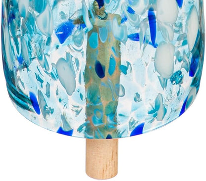 Evergreen Garden Colorful Art Glass Wind Chime | Light Blue| Solid Wood Striker | Natural Deep Tone | 8 Inches Tall | Beautiful Gift for Patio, Garden, Outdoor Home Decor