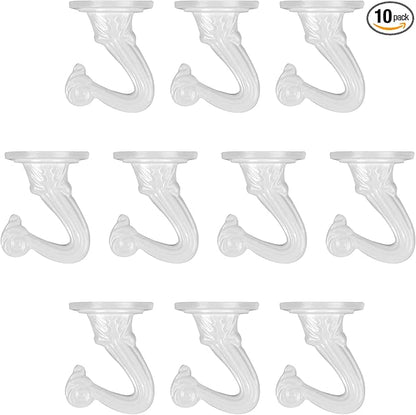 Aidoclip Ceiling Swag Hook Sets - Heavy Duty Hooks with Mounting Hardware for Hanging Plant, Ceiling or Extender Chains - Easy Install with Screws/Brackets (10 pcs - White)