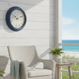 Crosstime 12 Inch Outdoor Clock with Thermometer & Hygrometer, Vintage Blue Wall Clock Waterproof, Easy to Read Decor for Patio,Garden, Pool, Backyard, Farmhouse, Bathroom