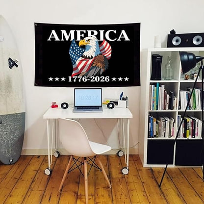 250 Years Of Freedom Black Flags 5X8Ft, 1776-2006, 250th Birthday Flag, Double Side Printed, Men Women Banner,Vibrant Colors, Double Stitched with 2 Brass Grommets, Bar Garden Street Decoration, GYM, Office Decor,Indoor Outdoor Use,Gifts. (5X8FT)
