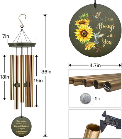 ASTARIN Wind Chimes Outdoor for The Loss of Mom Dad, Personalized Customized WindChimes for Loss of Loved One, Memorial Wind Chime as Sympathy Gift, Home Garden Patio Décor, 36''(Produced in USA)