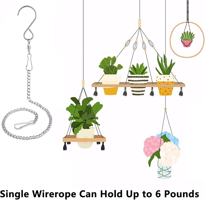 Swivel Hooks, 12 Pack 360° Hanging Swivel Hooks with 12.9in Extended Chain for Outdoor Wind Spinners, Wind Chimes, Windsock and Crystal Twisters Parts Supplies (12 Pack)