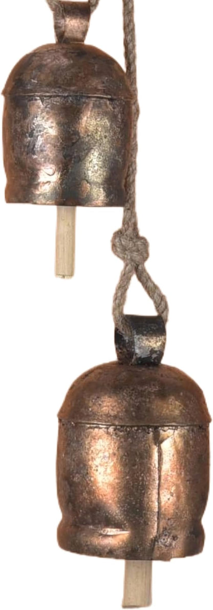 Wind Chimes for Outside – Metal Hanging Wind Bell Set with Bronze Finish, Rustic Entryway & Balcony Decor - 20" Farmhouse Wind Chimes - Indoor Outdoor Bells for Porch or Garden, Christmas Bells
