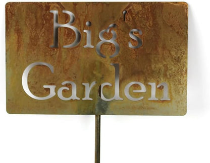 Classic Metal Garden Markers Clearance Items 20 to 33 Inches Tall (Big's Garden, Naturally Rusted)