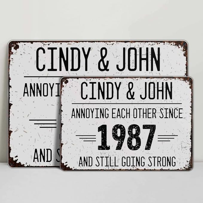 Annoying Each Other Since And Still Going Strong Rustic Sign Personalized Metal Sign, Custom Couple Metal Sign with Name, Anniversary Metal Garden Sign for Couples, Garden Decor Sign, Gift for Spouse